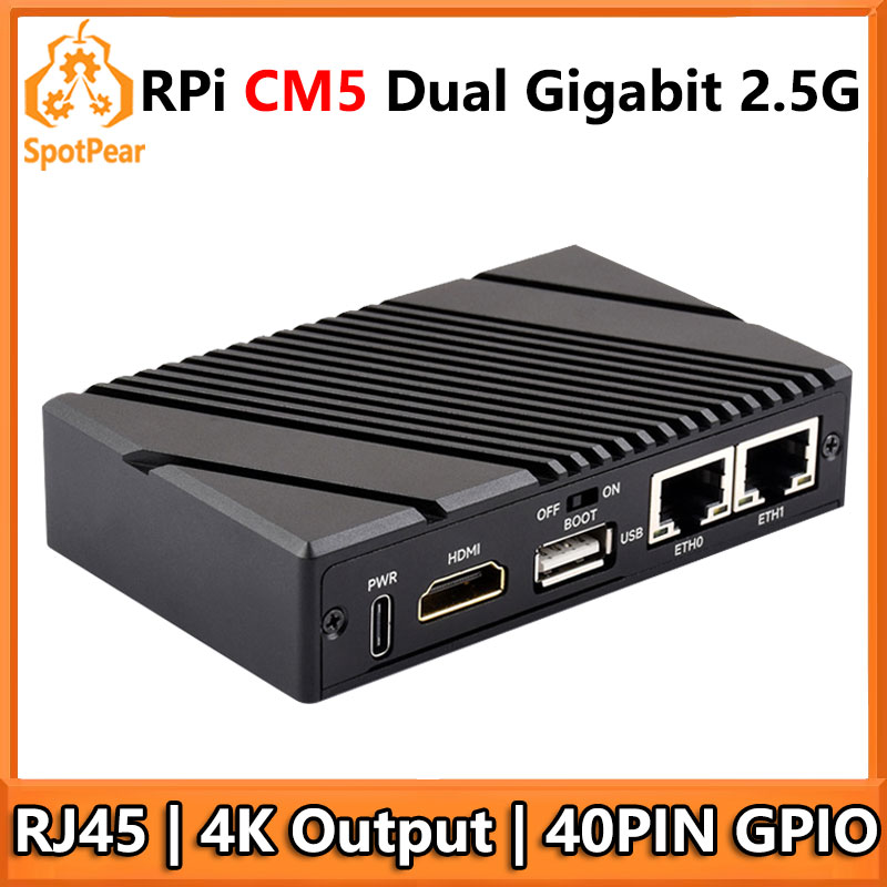 Argon One V3 M.2 Nvme Case - Raspberry Pi CM5 ギガビット2.5Gデュアルイーサネットポート拡張ボード RJ45 4K出力